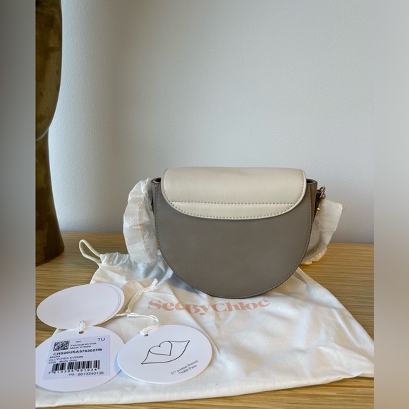 See By Chloe Mara Evening Motty grey Smooth Leather Saddle Bag - Picture 6 of 8